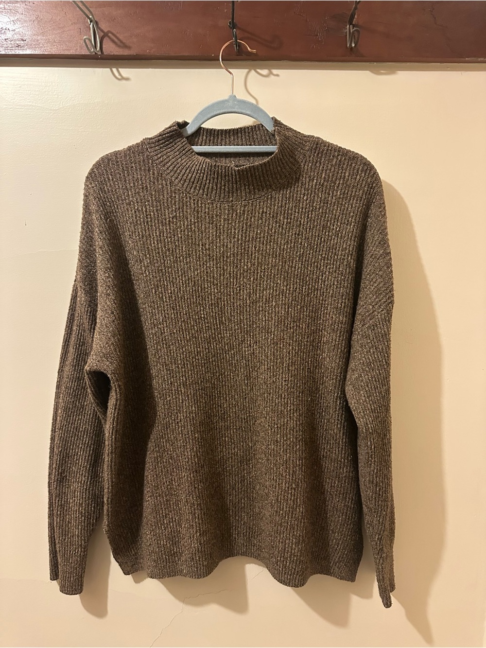 Thread & Supply Brown Ribbed Mock Neck Sweater